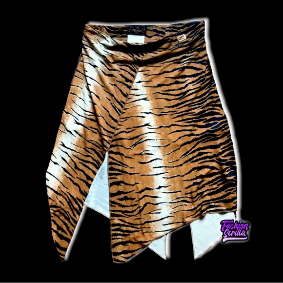 Fendi Vintage Spring Summer Festival Animal Print Asymmetrical Skirt - Picture 15 of 15